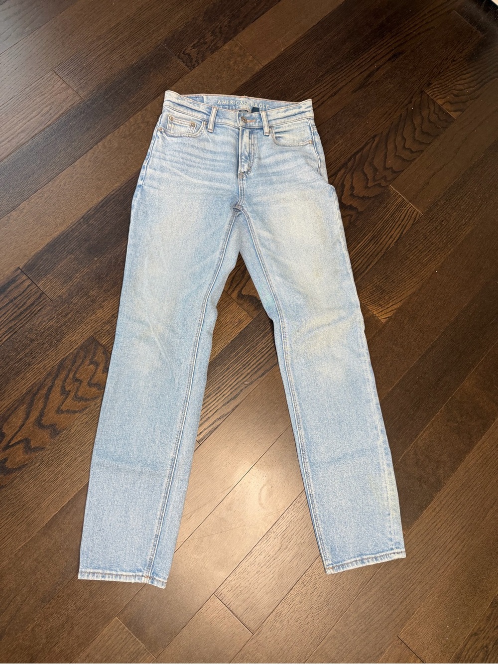 American Eagle Outfitters Light Blue High-Rise Straight Jeans